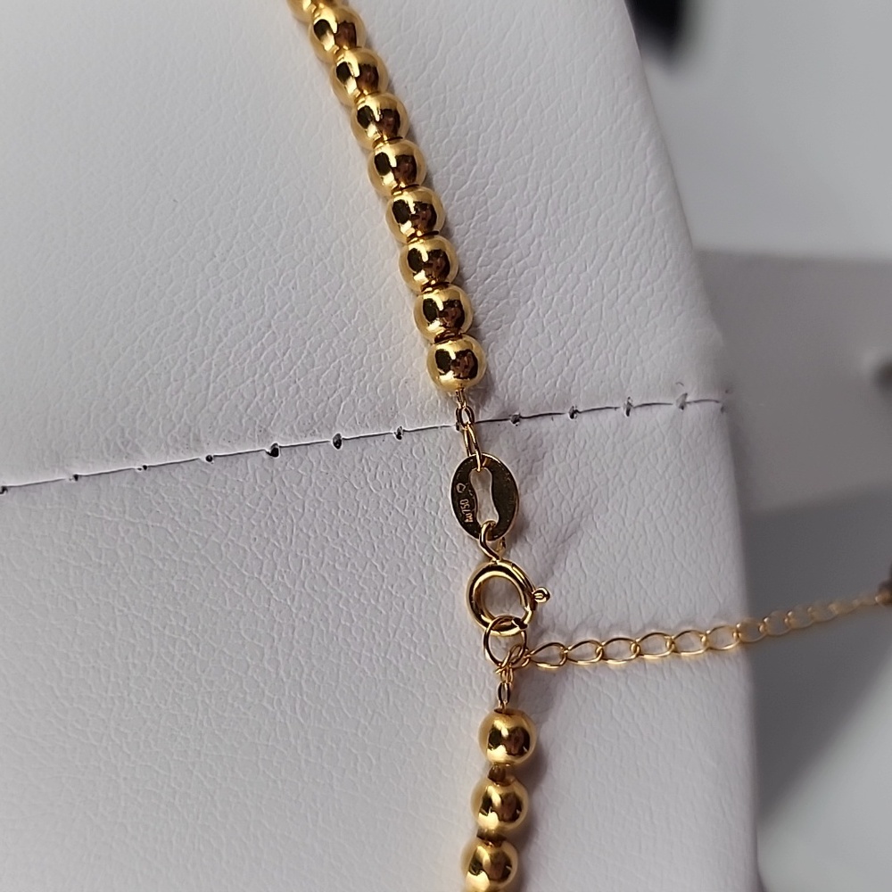 18K Yellow Gold Bubble Necklace Size 16" to 18" Chain Lightweight 2mm Au750 NEW - Picture 5 of 9